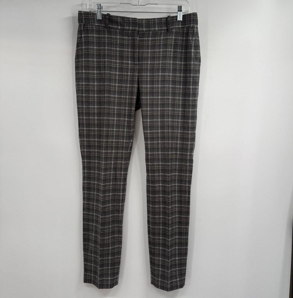 Peserico Dress Pants Women 44 US 8 Gray Plaid Wool Dynamic Concept Fabric